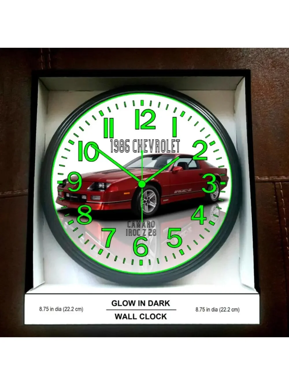 1986 Chevy Chevrolet Iroc Z28 Glow In The Dark Wall Clock New!